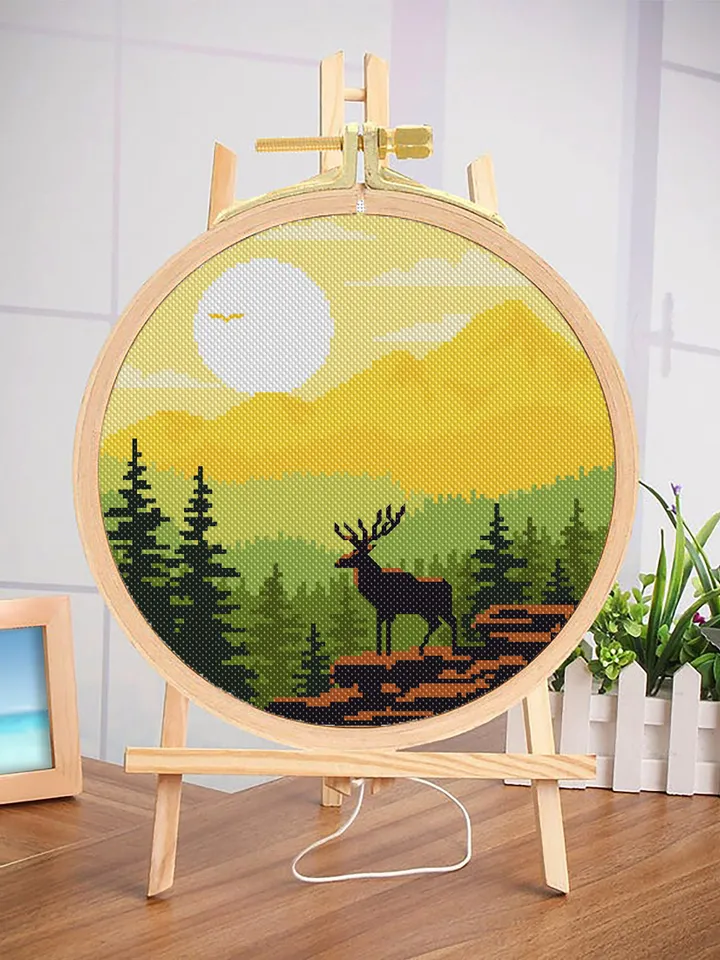 Nature cross stitch pattern download PDF Mountain landscape cross stitch National park digital PDF Forest xstitch chart DIY Home decor #L9