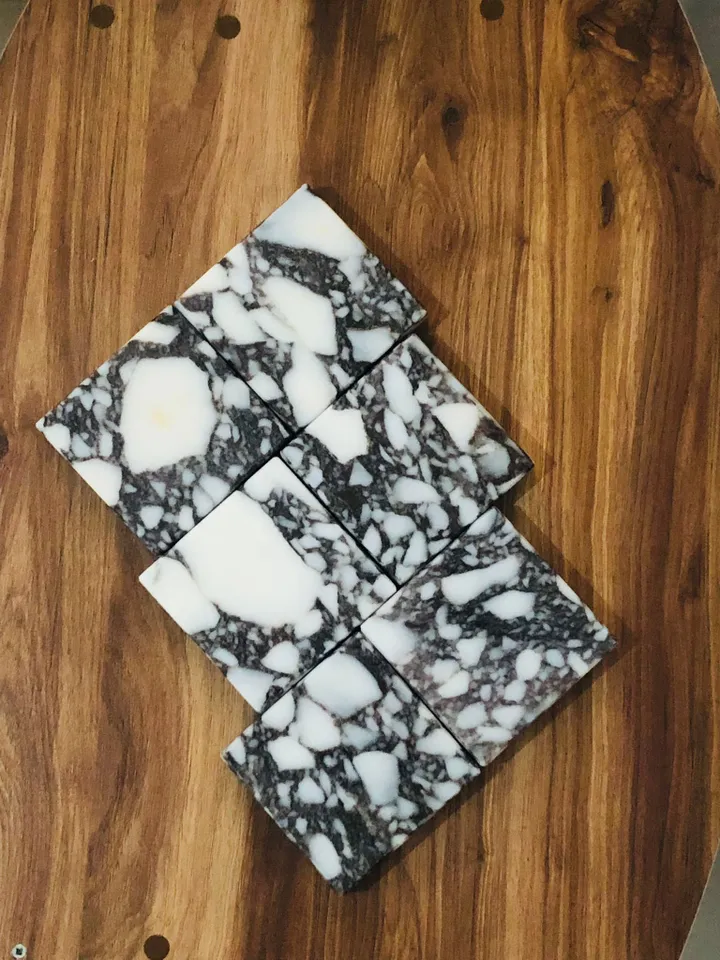Calacatta Viola set of 2-4-6 SQUARE coasters, italian marble 100% Handmade İtalian Model