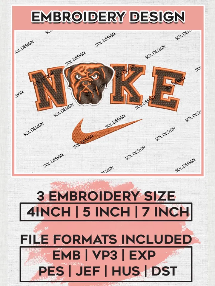 Nike Cleveland Browns Embroidery Designs, NFL Browns, NFL Embroidery Designs, NFL Cleveland Browns Machine Embroidery Design, Digital Download