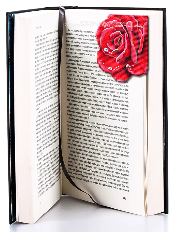 Corner bookmark cross stitch pattern PDF download Red rose cross stitch chart, Rose bookmark pattern digital PDF, Bookmark for women #B313