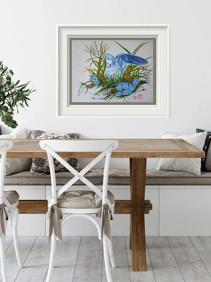 Seagull Painting Birds Nest Original Art Bird Wall Art Animal Acrylic Painting
