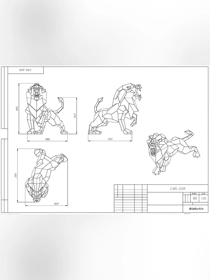 Welding Project Plans Drawings Lion (DXF, PDF)