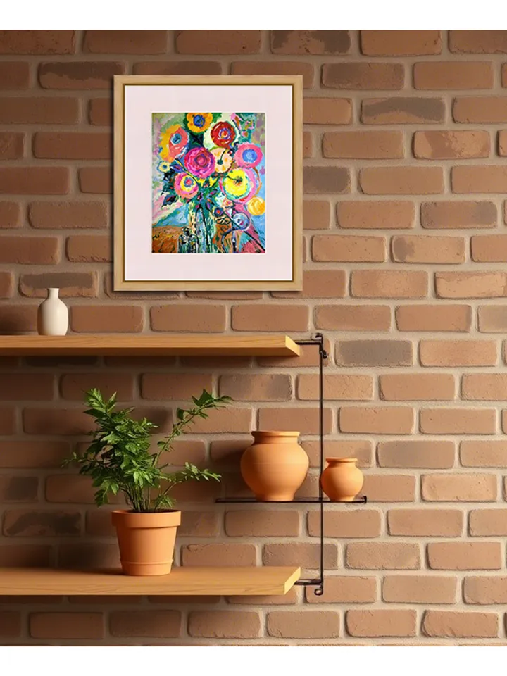 Kandinsky Style Painting Floral Abstract Original Art Flowers Wall Art Above Sofa Art Original Painting 15 by 12 by TatianaArtShop