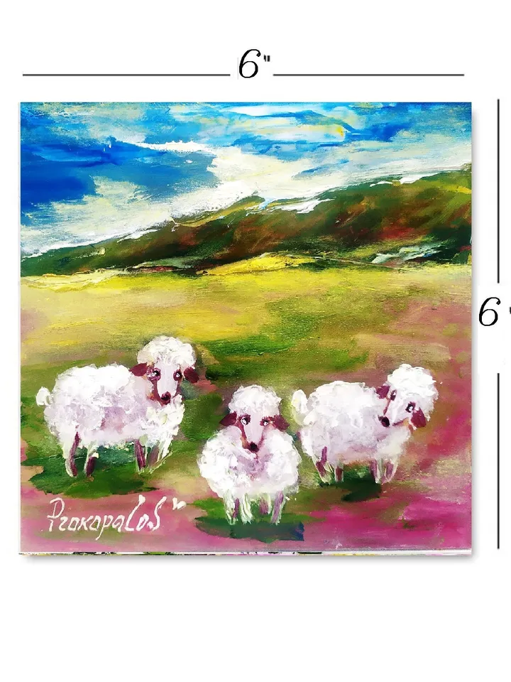 Sheep Painting Ireland Original Art Irish Landscape Oil Painting Farm Small Artwork by ArtProkopaloSv