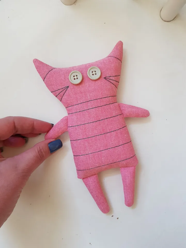 Pink Cat sewing pattern PDF, digital tutorial in English, Rag doll diy