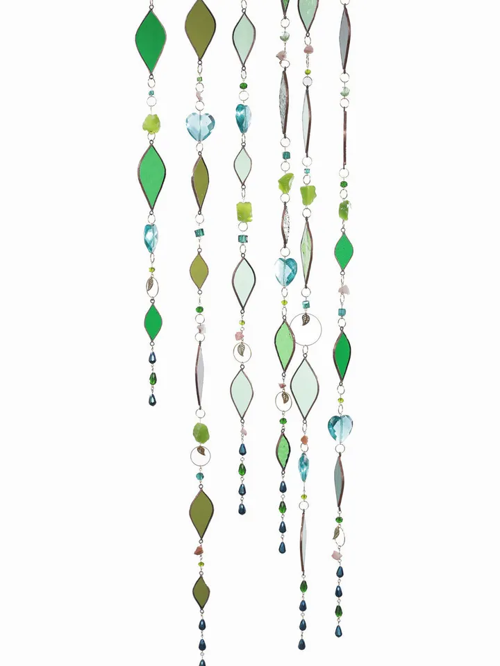 Garlands. Fish. Leaves, Fish Garland, Leaf Garland, Stained Glass Fish and Leaves, Artistic Glass Garland, Decorative Glass Garland with Fish and Leaves, Whimsical Fish Garland