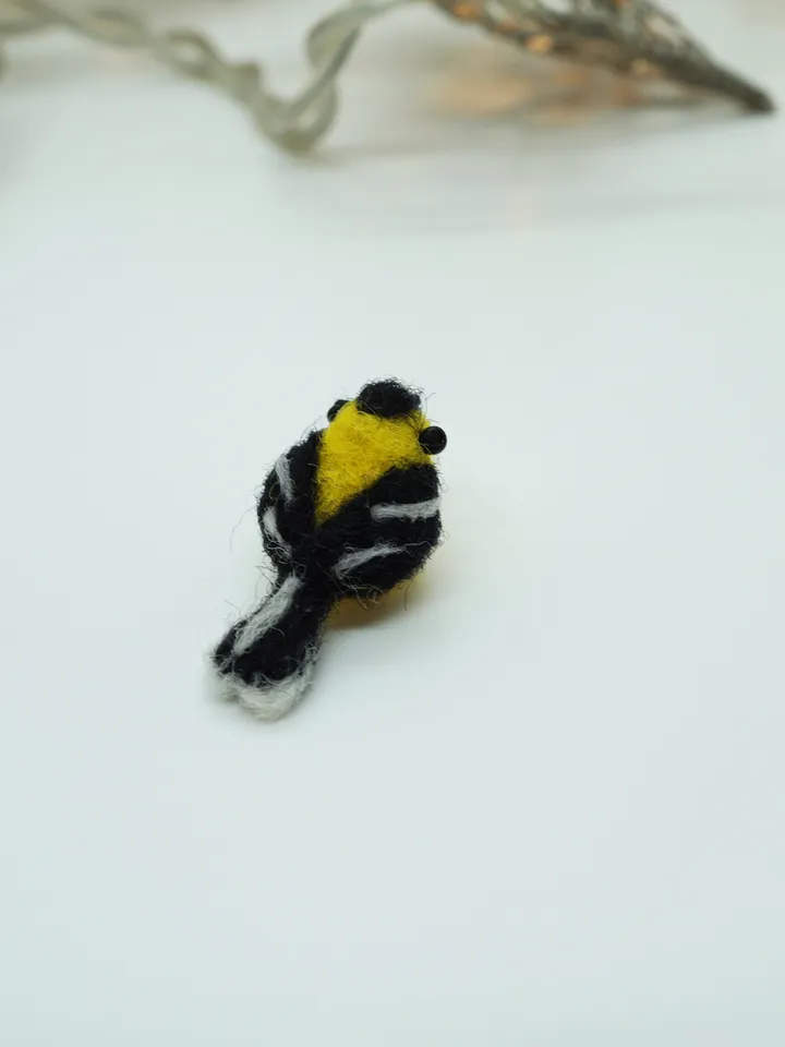 Tiny needle felted goldfinch, miniature bird, made to order
