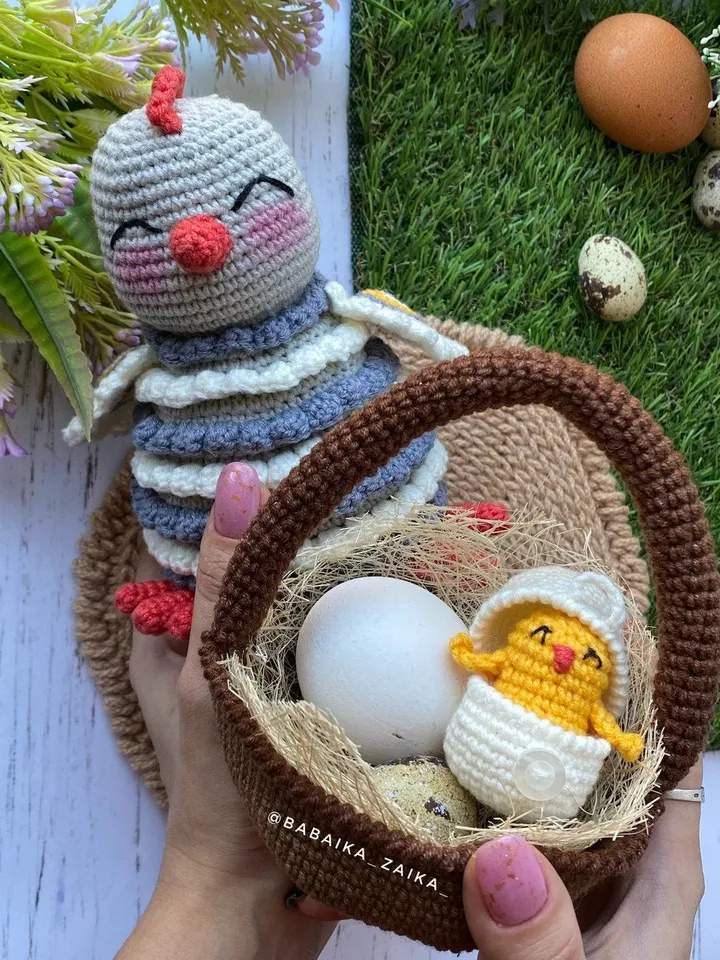 PDF Crochet Easter Chicken in the Basket Pattern, Amigurumi Chick in Egg, Crochet Easter Pattern, Amigurumi Chick, Amigurumi animal, bird