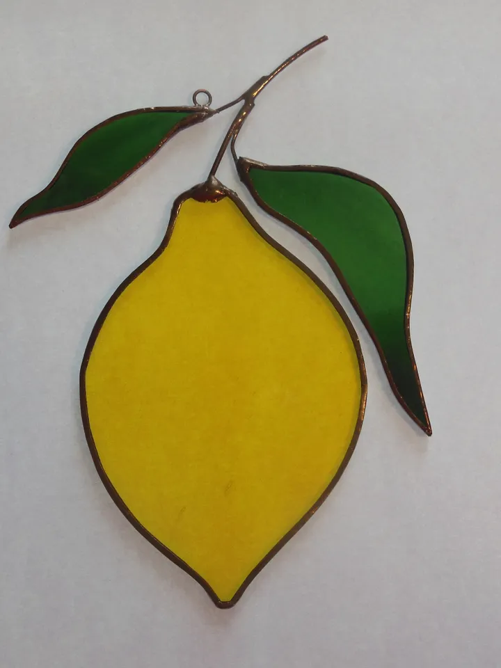 Lemon stained glass window suspension Suncatcher (texture W )