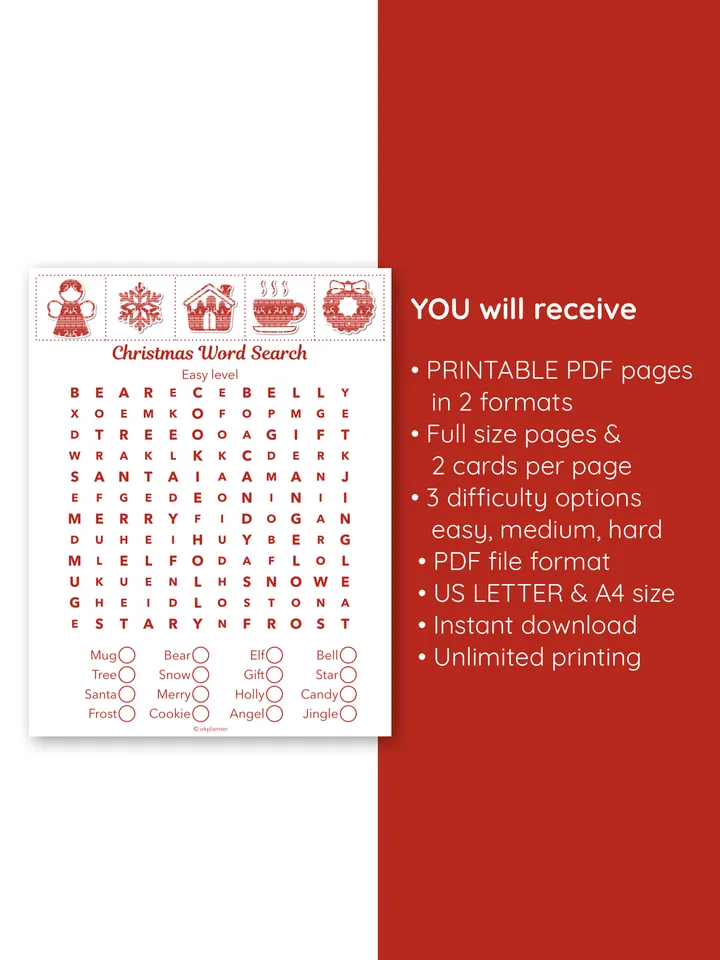 Christmas word search. Word search puzzles. Festive trivia games. Holiday Family game. Family Quiz game. Christmas party