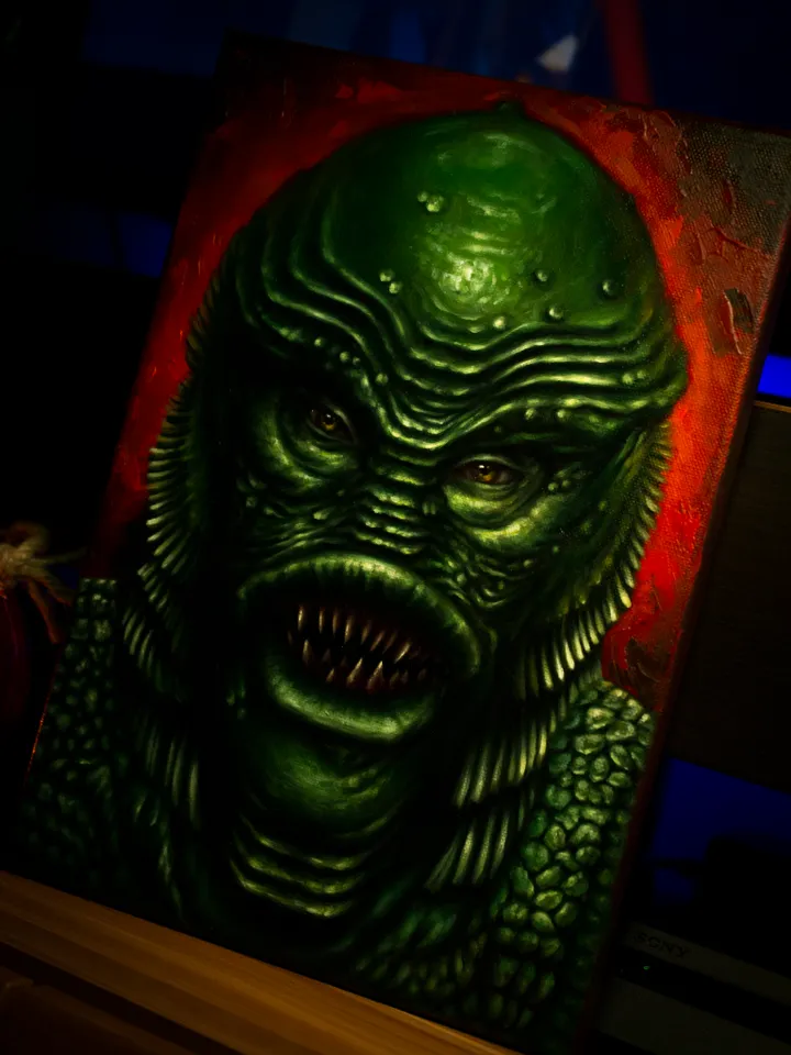 Original oil painting of Creature from the Black Lagoon