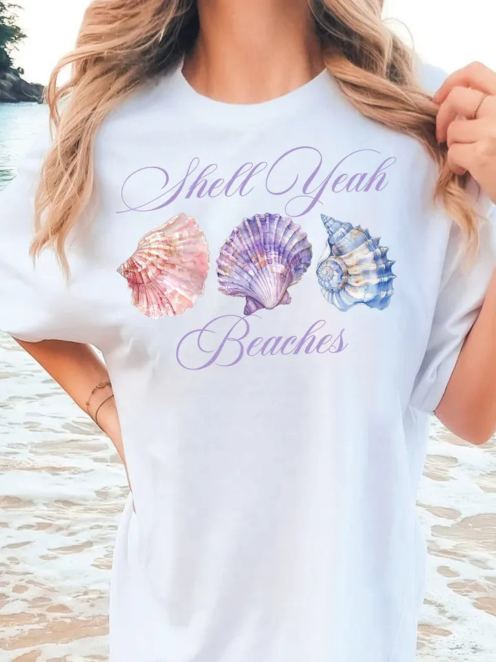 Shell Yeah PNG,Summer Beach Design, Sea Shell PNG, Coconut Girl Aesthetic, Trendy Mermaid Shirt, trendy Summer Png, Beach vibes png,