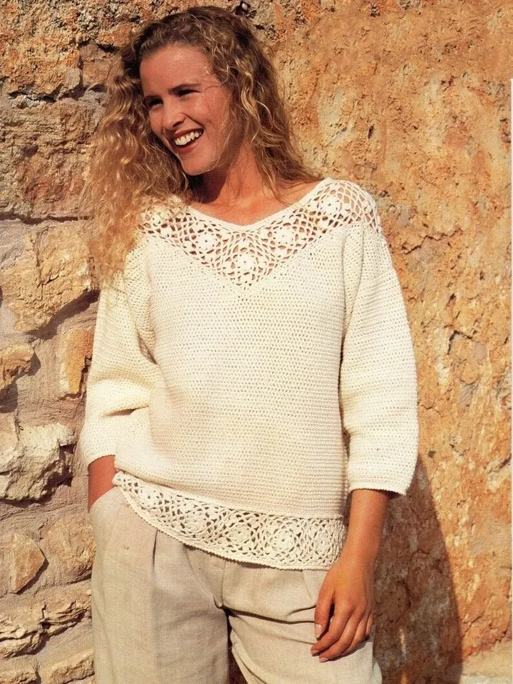 Sweater pattern crochet pattern easy crochet pattern , crochet pullover, ladies sweater pdf pattern