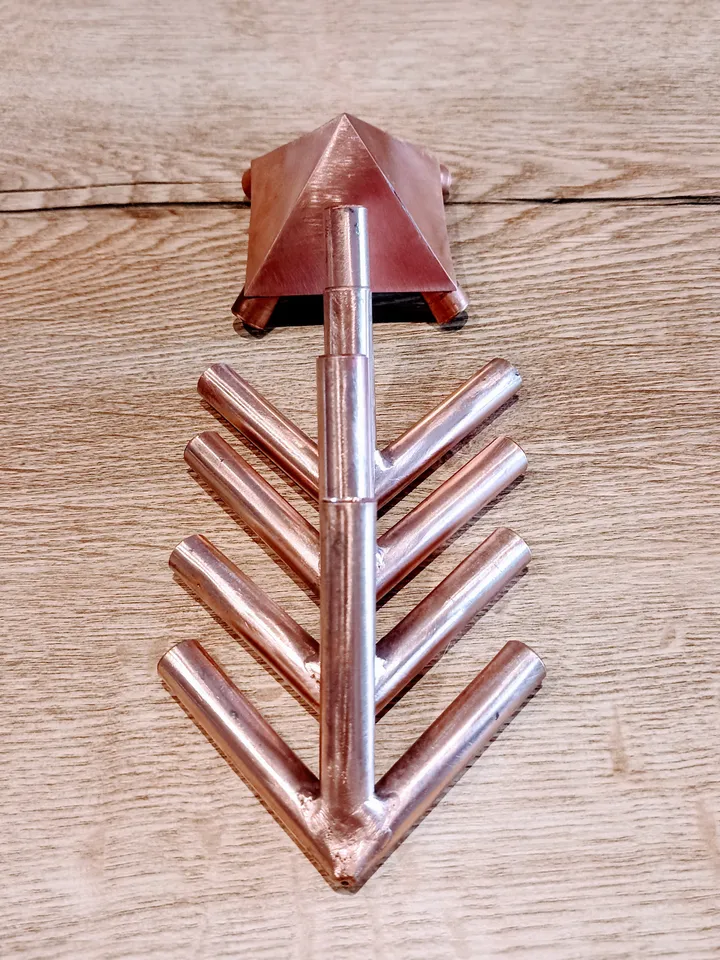 Set of copper connectors for the pyramid of healing and meditation. For pipes with an outer diameter of 3/8 inch