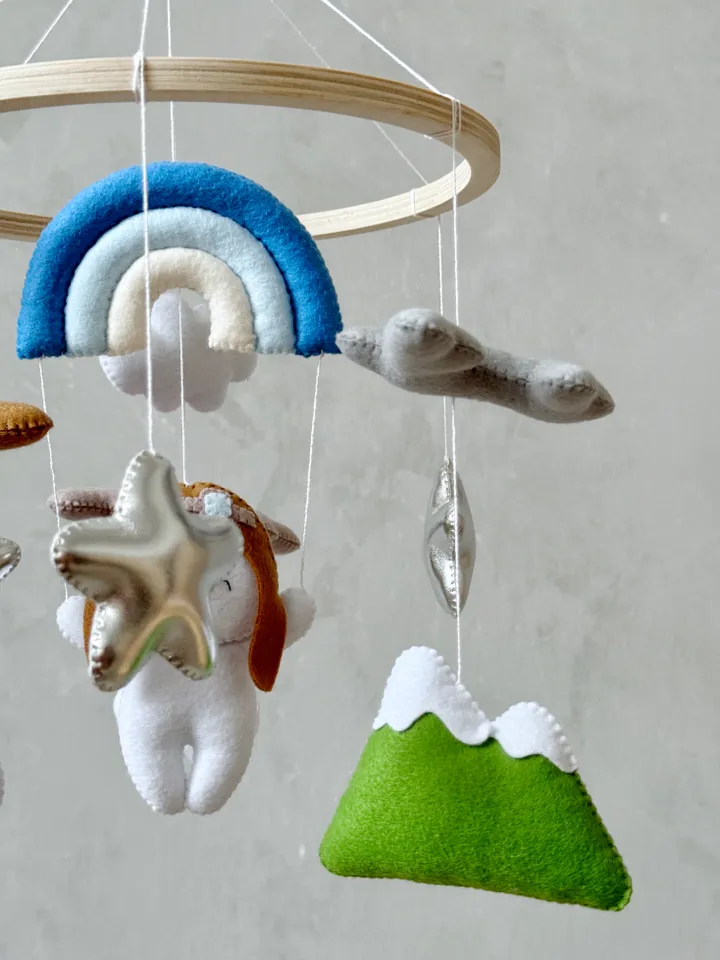Bunny pilot baby mobile boy airplane, Travel nursery crib mobile