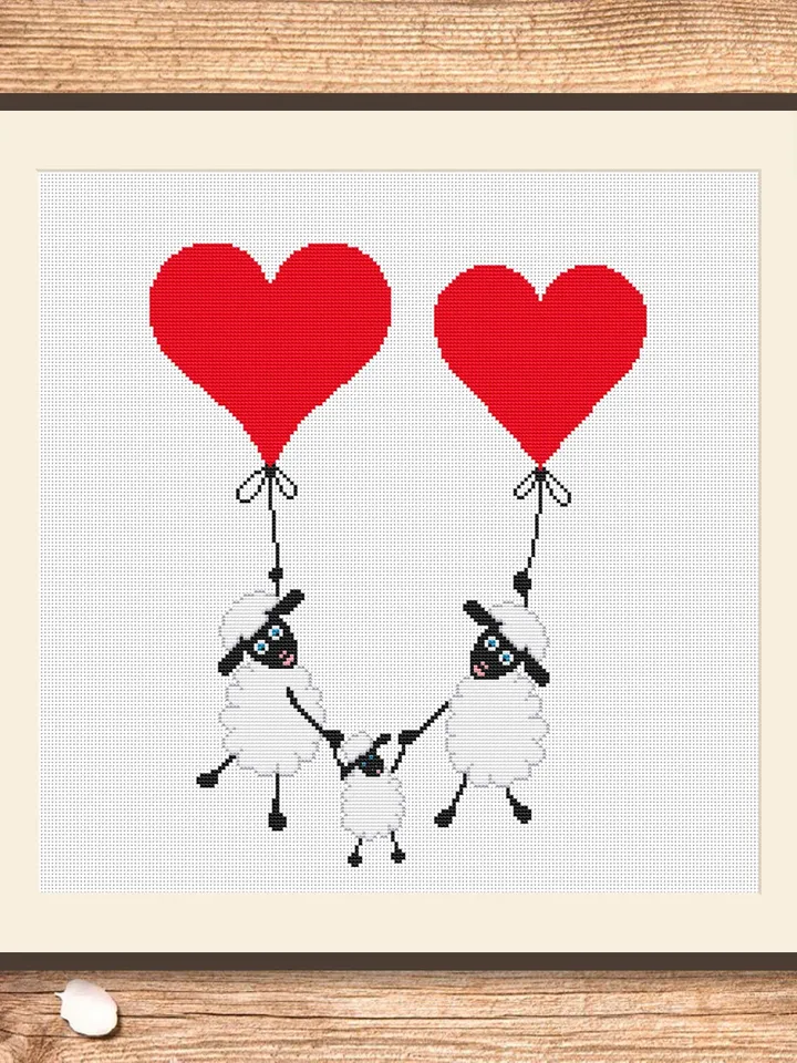 Sheeps in Love Cross Stitch Pattern, Sheep Cross Stitch, Embroidery Love, Sheep xStitch, Sheep Pattern, Love Pattern #vl004