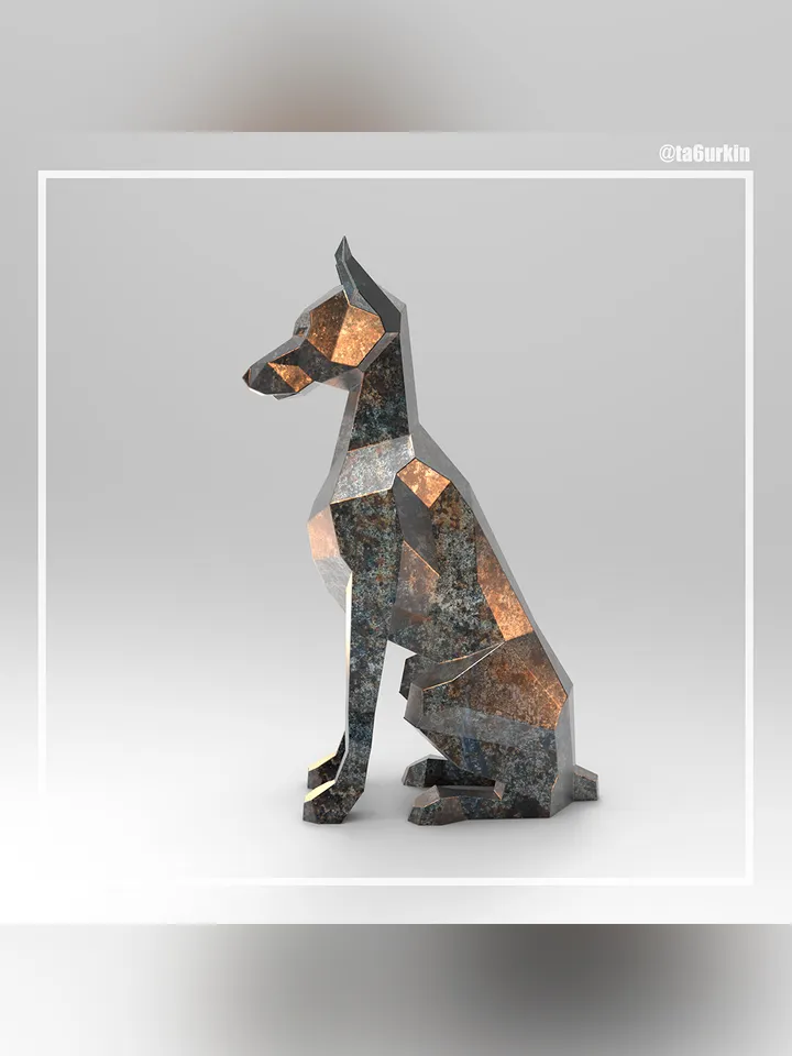 Welding Project Plans Drawings Doberman Sitting (DXF, PDF)