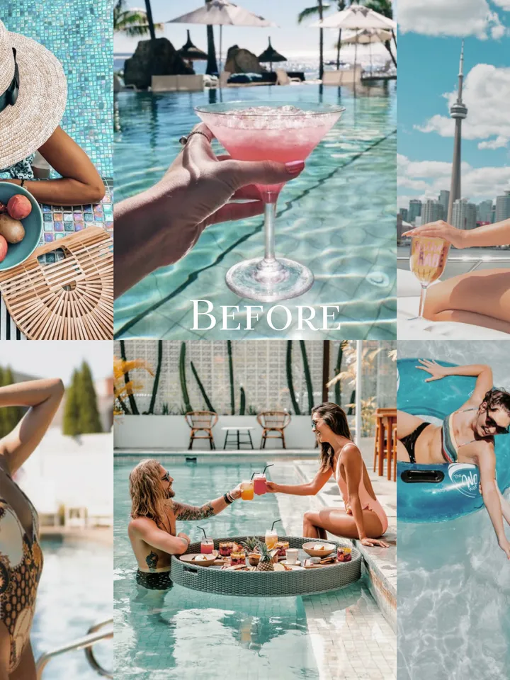 POOL Mobile Lightroom Presets, Pool Preset, Vacation presets, Bright mobile preset, Beach preset, Tanned skin preset