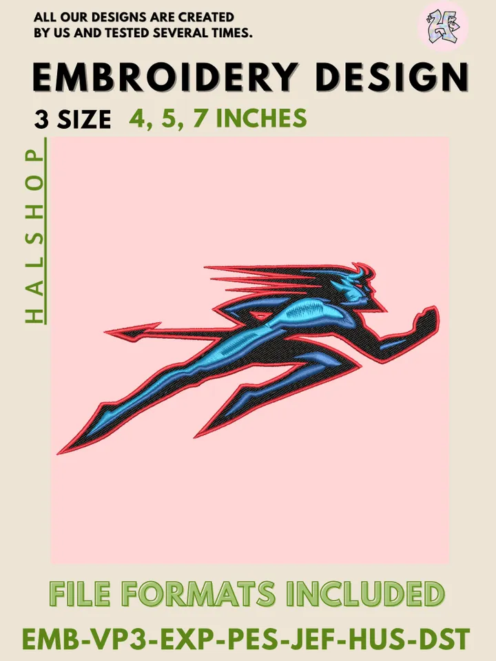 NCAA DePaul Blue Demons Logo Embroidery Design – College Team Machine Embroidery File 🎓🔥