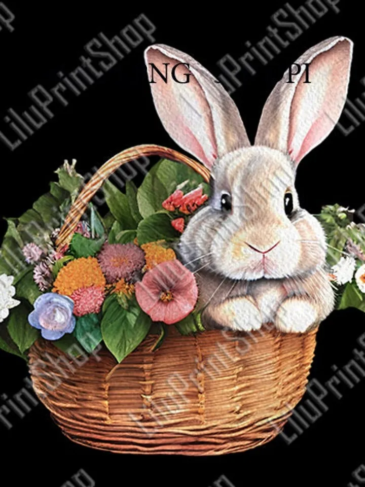 Easter Rabbit png Watercolor Easter Bunny Clipart for Sublimation Easter Clipart Spring Rabbit in Basket Instant download