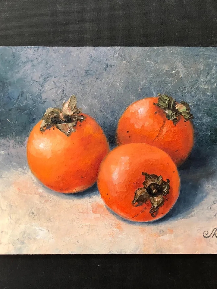 Still Life Original Painting Fruits Oil Painting Persimmons Wall Art