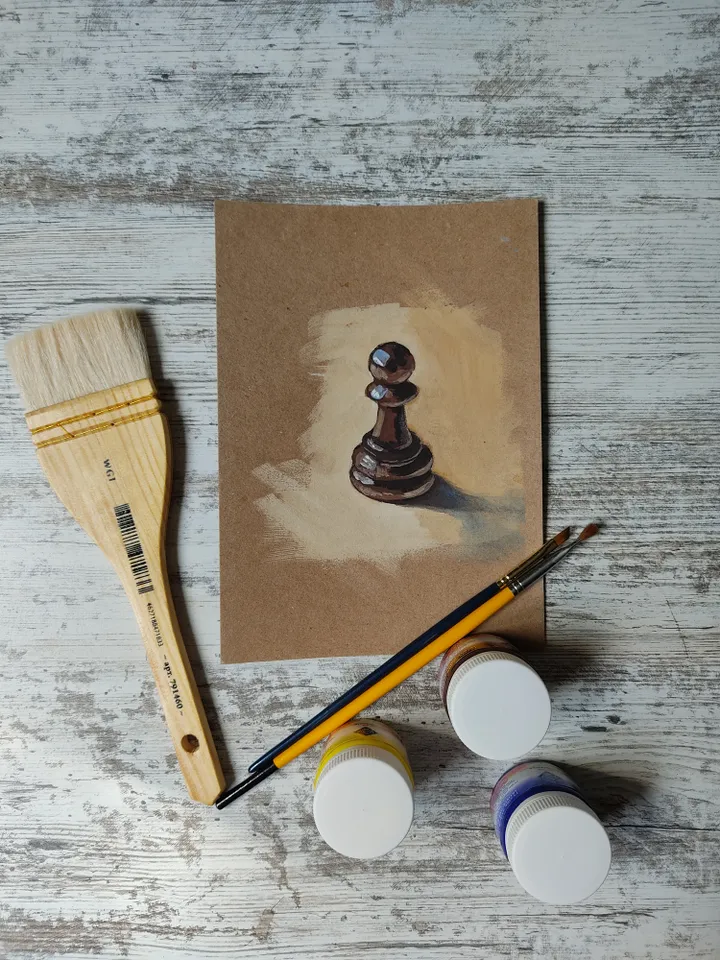 The Black Pawn. Original gouache painting.