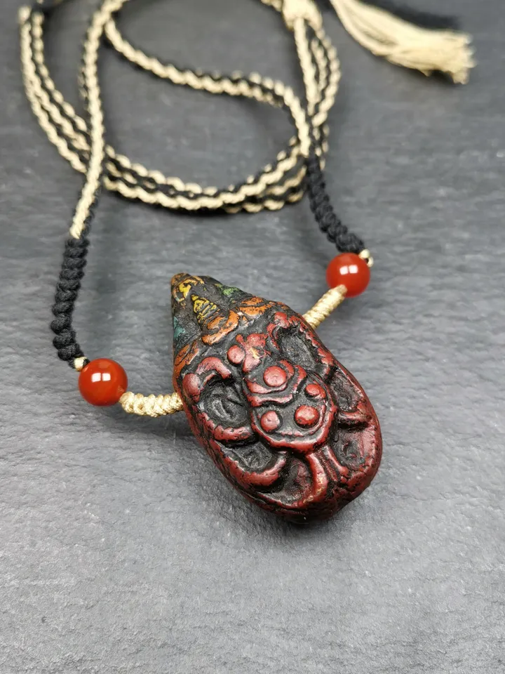 Gandhanra Old Tibetan Tsa Tsa Amulet, Scorpion Guru of Padmasambhava, Scorpion Terma Amulet of Wrathful Kila Transmission