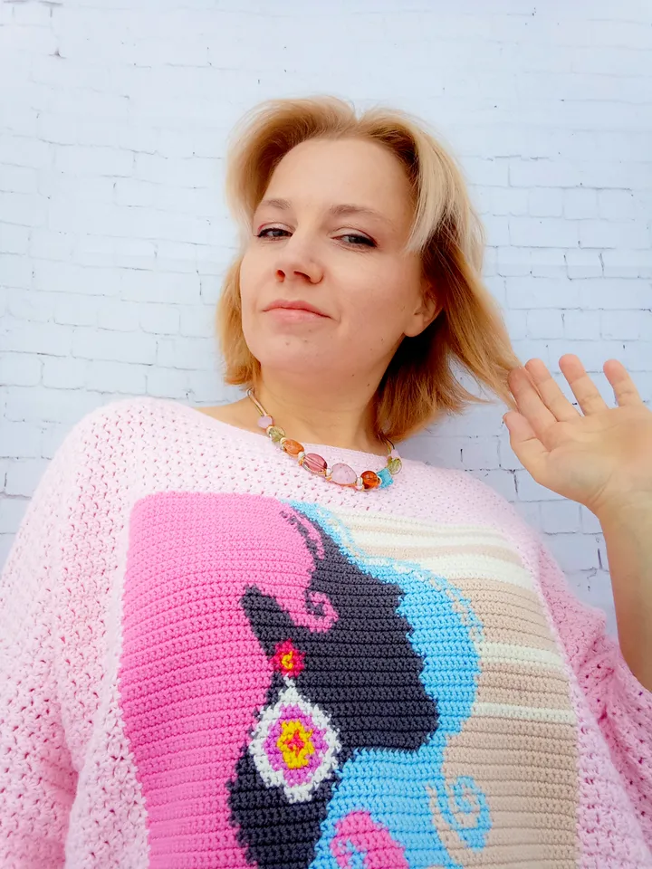 Intarsia Oversized Sweater Gloria Crochet Pattern