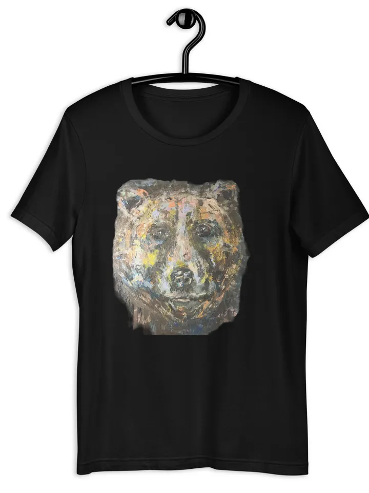 Unisex bear t-shirt made from my original acrylic painting,funny animals t shirts,designer shirts,artistic shirts,unique gift.