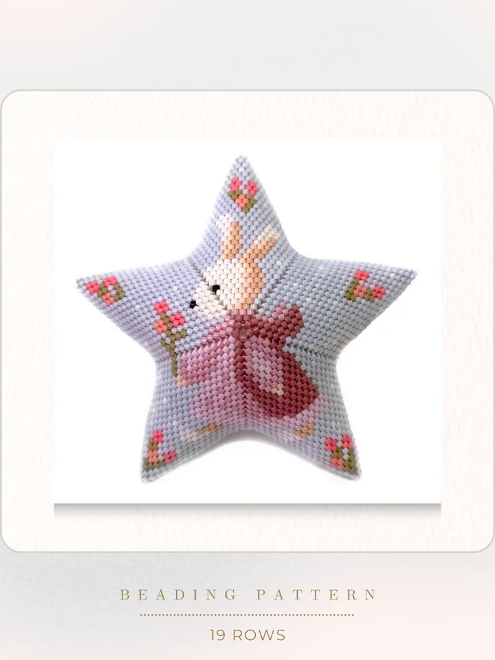 Peyote Star, Easter Bunny Beading Tutorial, Beaded Star Ornament, Seed Bead Pattern
