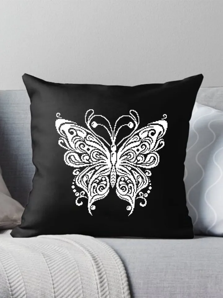 Mandala butterfly cross stitch pattern PDF download Monochrome butterfly digital PDF, Vintage butterfly ornament cross stitch chart #M213