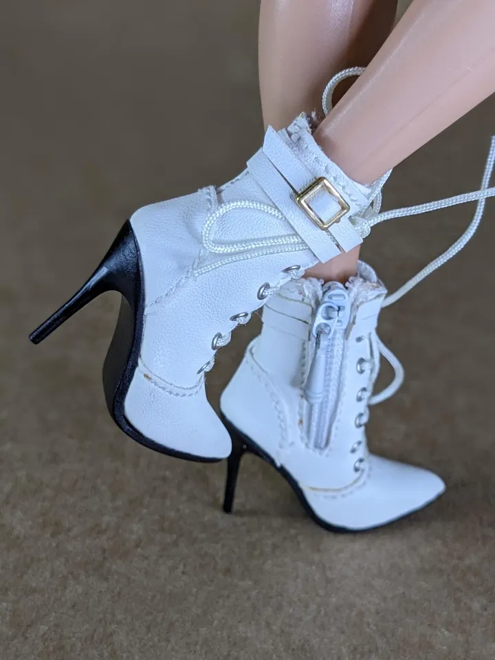 White heels boots for Integrity Toys fashion female dolls (Color Infusion)