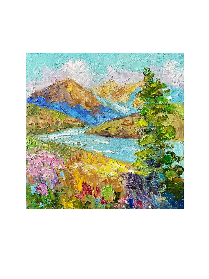 Fall Original Oil Painting Landscape Rocky Mountains Fine Art