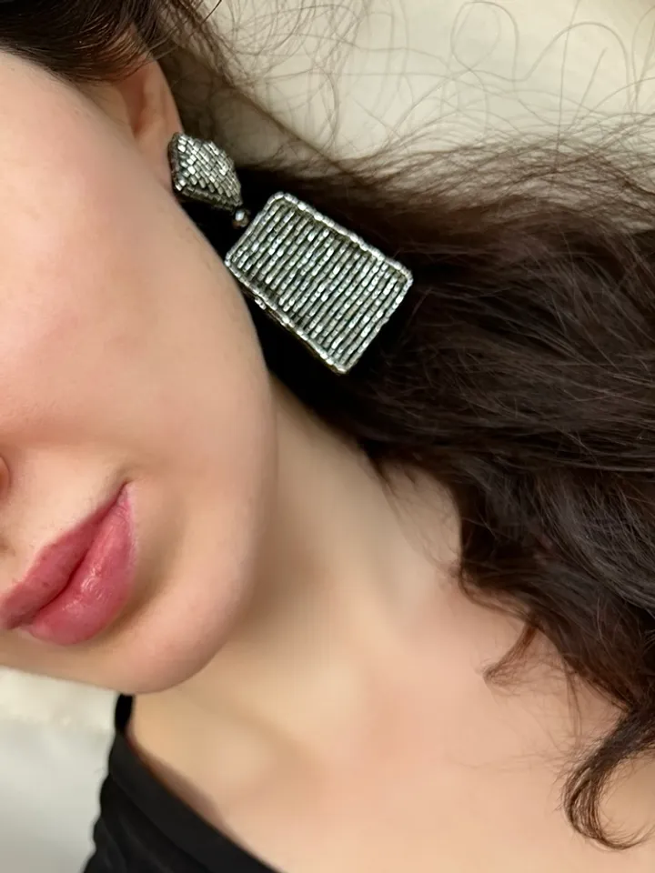 Trapezoid Beaded Earrings