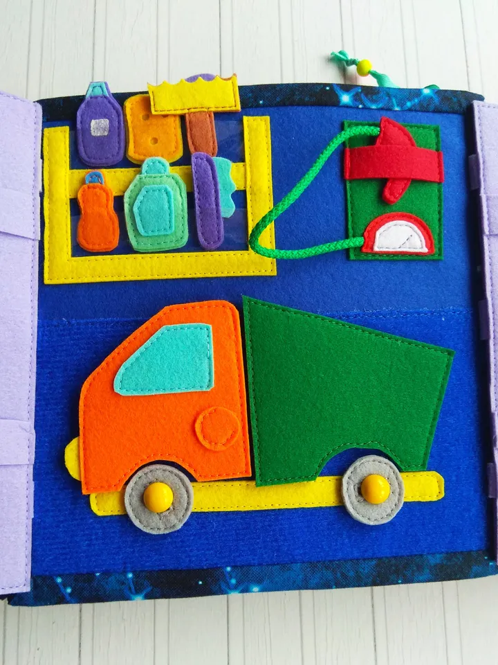 Transport Quiet book Pattern, Felt book pattern pdf, Soft montessori book tutorial, Busy book sewing ideas for kids 2, 3, 4 year old