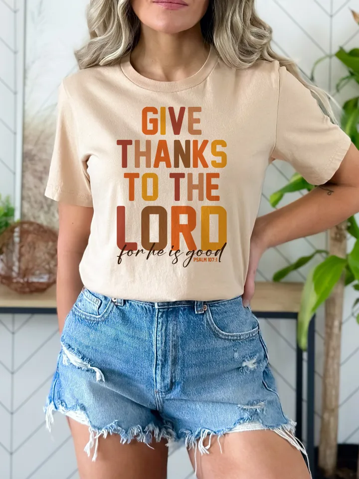 Psalm 107:1, Give Thank To The Lord svg PNG file, Thanksgiving sublimation file, Thankful svg, Retro Boho Thanksgiving svg png trendy