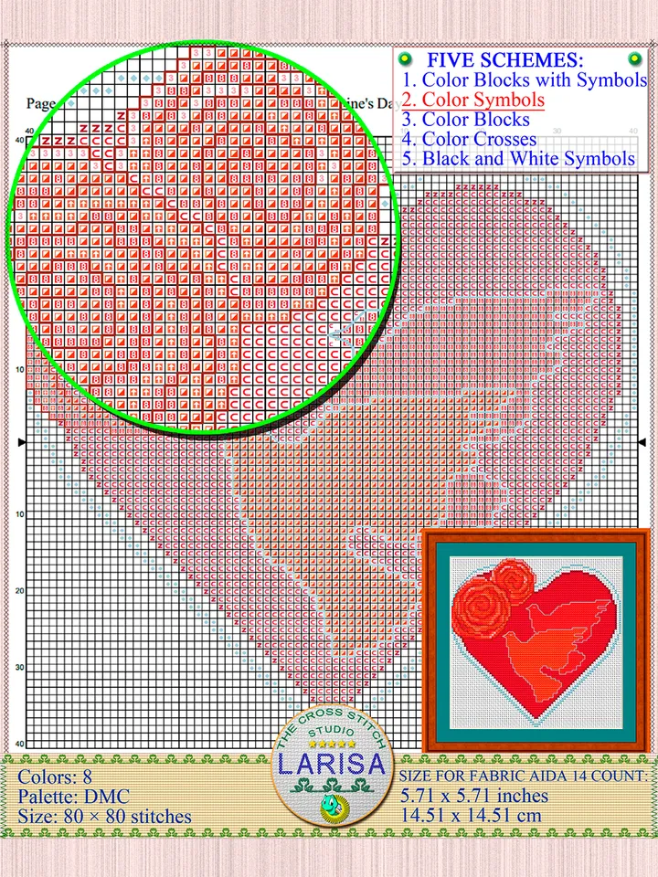 Happy Valentine’s Day Cross Stitch Pattern | Pigeons | Heart
