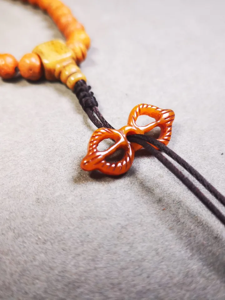Gandhanra Tibetan Yak Bone Carved Vajra Amulet for Prayer Bead,Mala Pendant