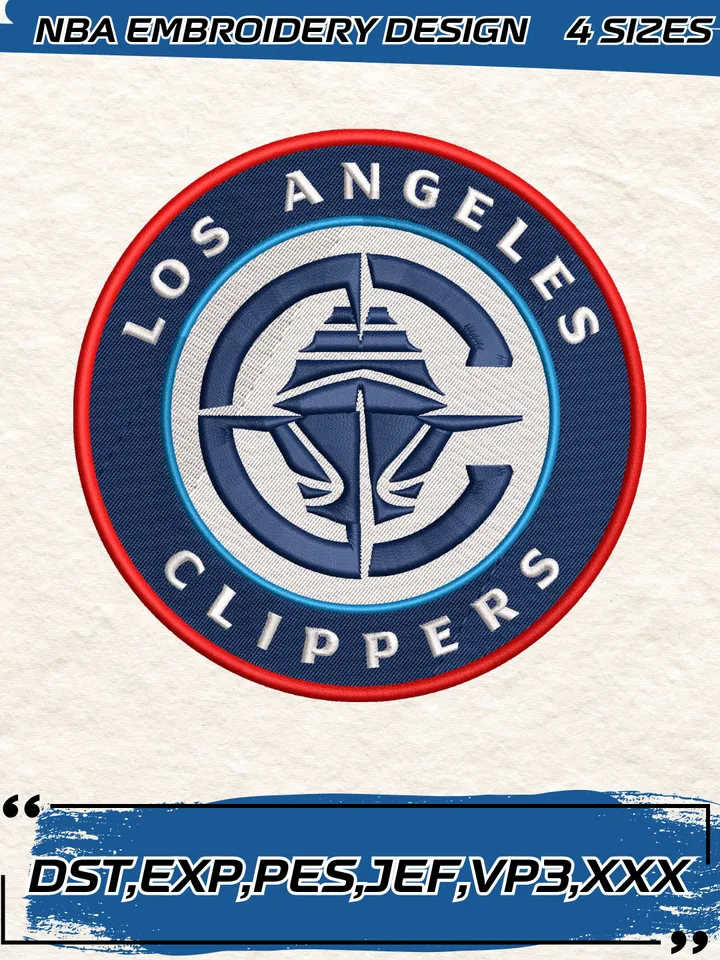 Los Angeles Clippers Logo Embroidery Designs,NBA Logo Embroidery Files, Machine Embroidery Design File, 4 Sizes,Digital Download
