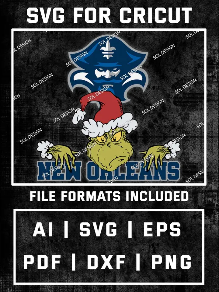 Grinch New Orleans Privateers SVG, NCAA SVG Design, NCAA New Orleans Privateers SVG, NCAA New Orleans Cricut, Christmas Svg, Grinch svg, Digital Download