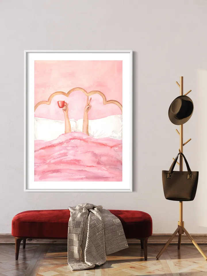 Pink Feminine Room Poster, Watercolor Painting, Girls Room Wall Art, Pink Retro Poster, Teen Prints Girl, Girly Bedroom Art, Pastel Pink Art