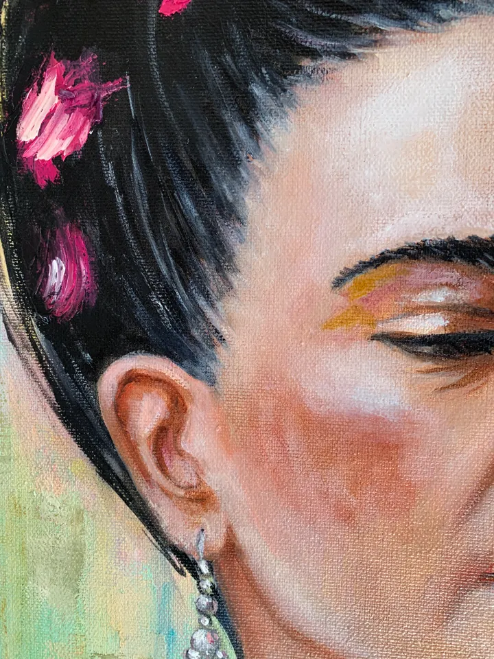 Oil Painting on Canvas 14x20 Inches – Frida Kahlo Portrait Art by MyFoxyArt