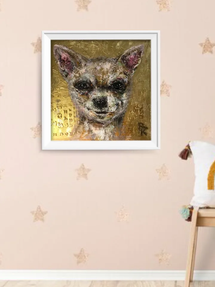 Chihuahua painting on canvas board,original acrylic mix media artwork,funny animals painting,gift for chihuahua lovers