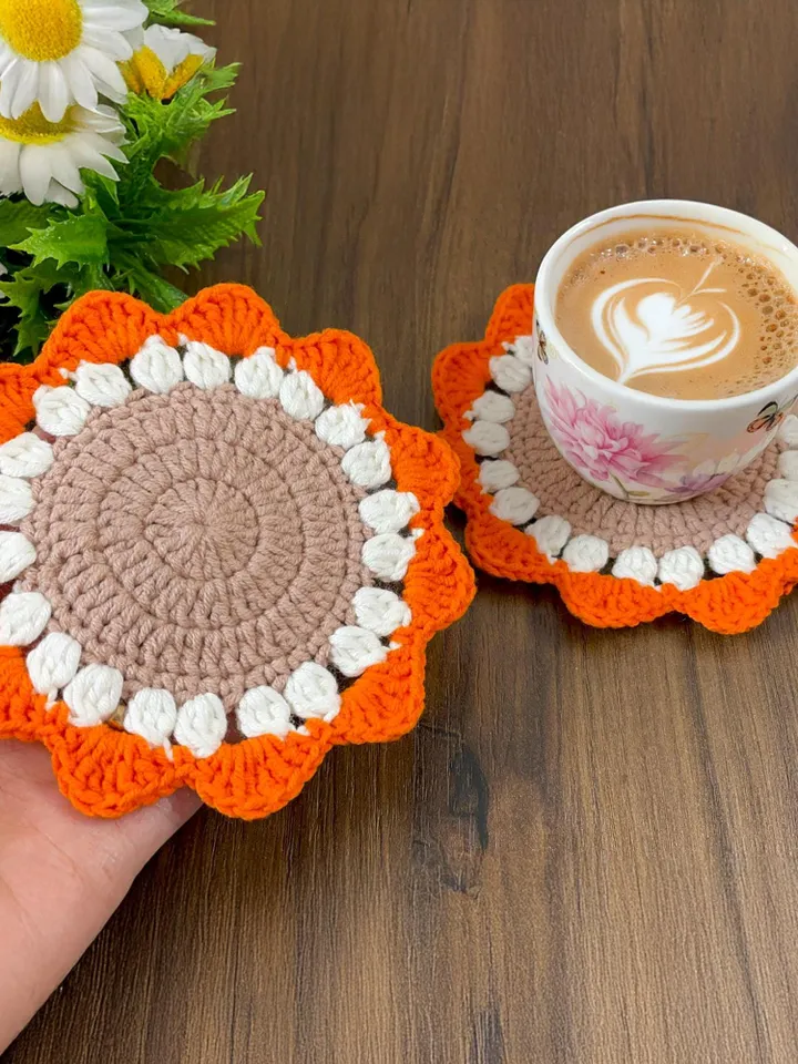 Sunflower Crochet Doily Pattern PDF, Handmade Floral Table Decor, Round Crochet Placemat DIY, Rustic Home Decoration, Instant Download