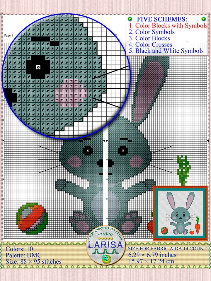 Rabbit Cross Stitch Pattern | Irresistible Rabbit Cub Chart