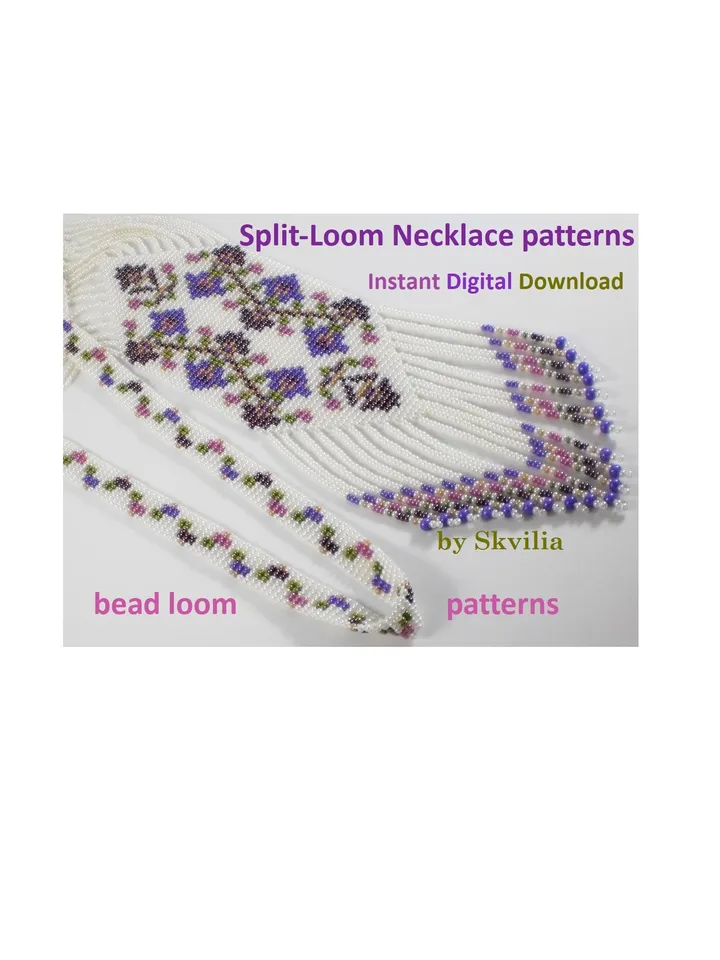 Bead loom patterns, schemes for a Split-Loom Necklace, Beading Loom Stitch, Square Stitch, Gerdan, Instant Digital Download, PDF