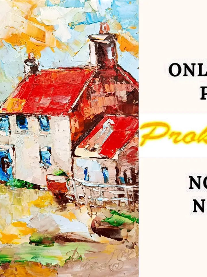 Ireland Painting Cottage Original Art Abstract Landscape Impasto Oil Painting Small Cheap Original Art Gifts by ArtProkopaloSv