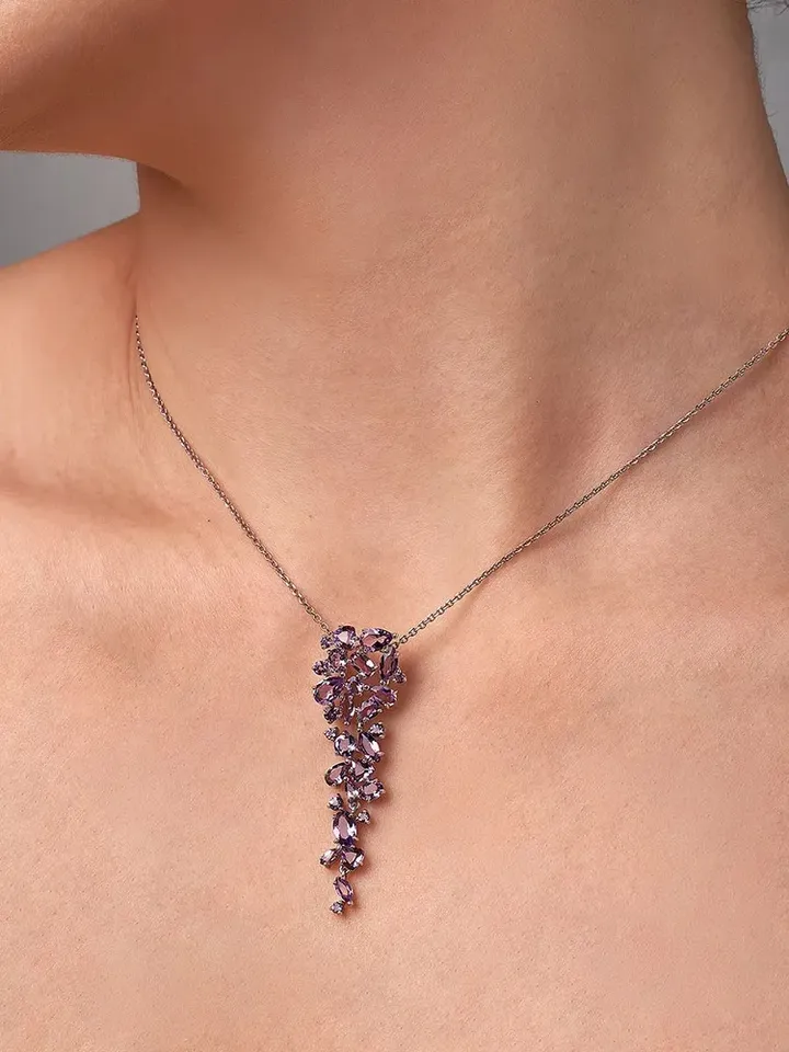Women's Neck Pendant Silver 925 with Amethyst