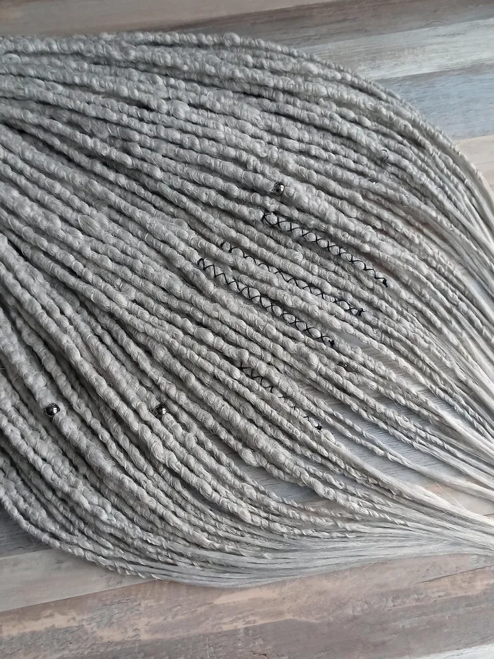 Silver Dreadlock Extensions Ash Blonde Gray Synthetic Crochet Dreads Full Set Single Double Ended DE SE Festival Party Style