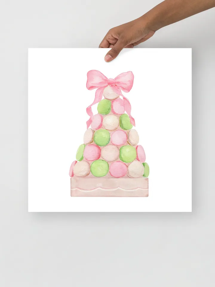 Pink Macaron Bow Print, Watercolor Painting, Pink And Mint, Bakery Painting, Bakery Pink Cupcake, Gift For Her, Watercolor Dessert, Pink Bow